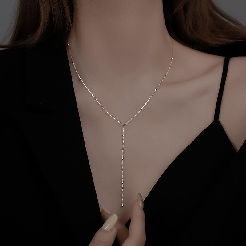 Tassel Necklace for Women: Korean Simple Light Luxury Temperament, Stainless Steel Clavicle Chain, Summer Niche Design