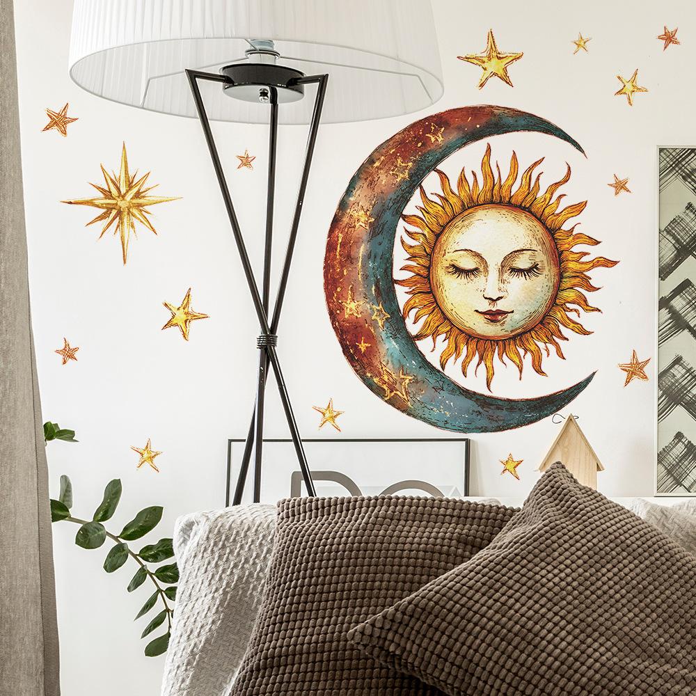 Creative Retro Stars Moon Bedroom Living Room Home Background Beautification Decoration Wall Stickers