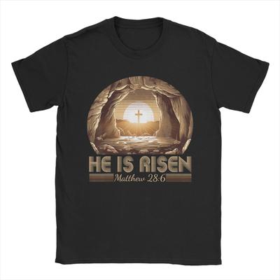 Easter Christian He Is Risen Jesus Empty Tomb T Shirt  Trendy Cool T Shirts Short Sleeves Awesome Tshirt  ONeck Oversize Tees