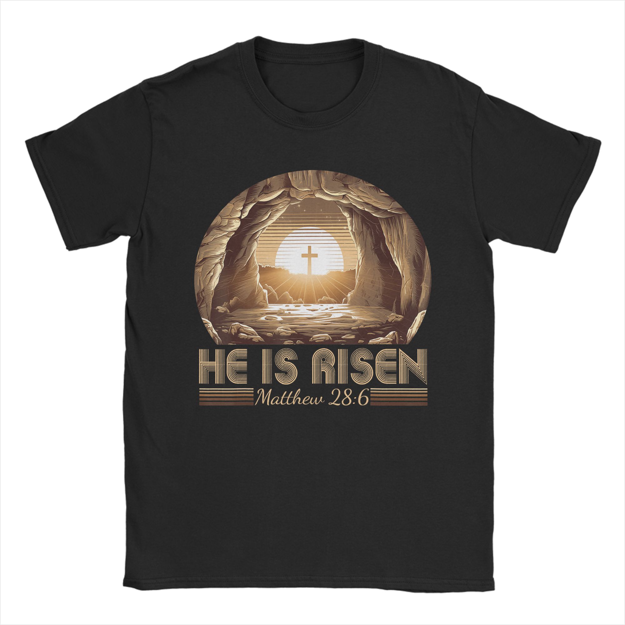 

Easter Christian He is Risen Jesus Empty Tomb T Shirt Trendy Cool T Shirts Short Sleeves Awesome Tshirt ONeck Oversize Tees S