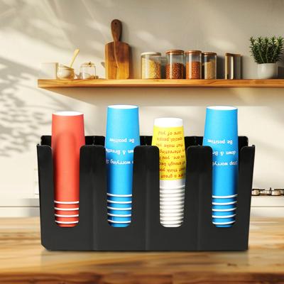 Adjustable Disposable Paper Cup Holder 4 Compartment Coffee Cup And Lid Organizer Large Capacity Coffee Station Storage Holder for Countertop
