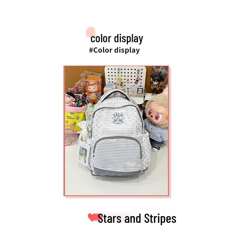 Lightweight Korean Style Striped Star Backpack - Large Capacity for Female Students