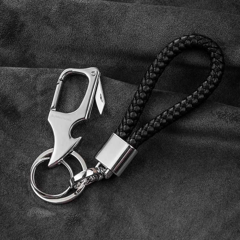 Men's Waist-Mounted Keychain with Box Cutter, Creative Key Ring, Anti-Lost Phone Number Tag Pendant