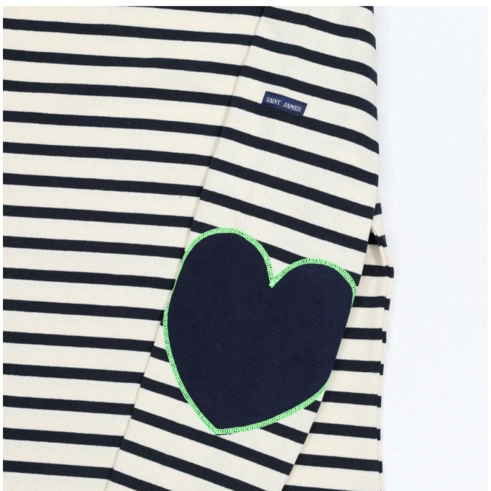 SainT JameS Women S T ShirT Elbow hearT paTch Bojani STripe Mari Tonic 8649 Ecru