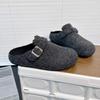 Korean Version of Mao Mao Shoes Bag Head Half Slippers Women's Autumn and Winter Velvet Warm Non-slip Boken Shoes One Pedal Muller Shoes