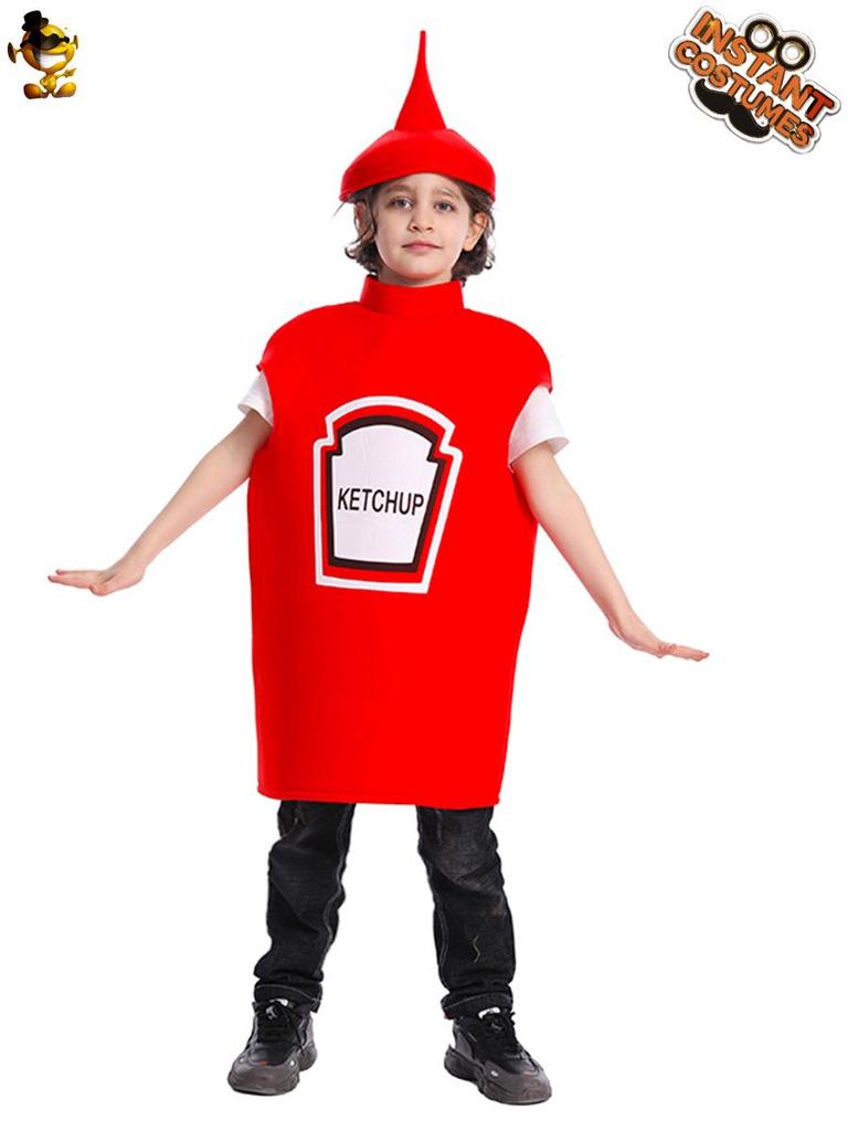 Funny Ketchup Costume for Kids - Prank Mustard Outfit for Halloween or Carnival