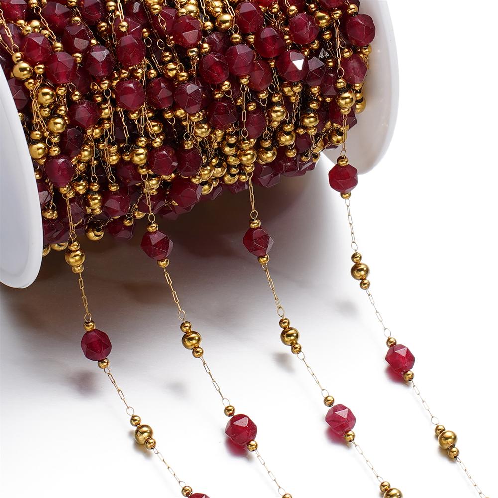 1meter/Lot Colorful Faceted Stone Beads Beaded Stainless Steel Chains for Bracelet Necklace Anklet DIY Jewelry Making Supplies