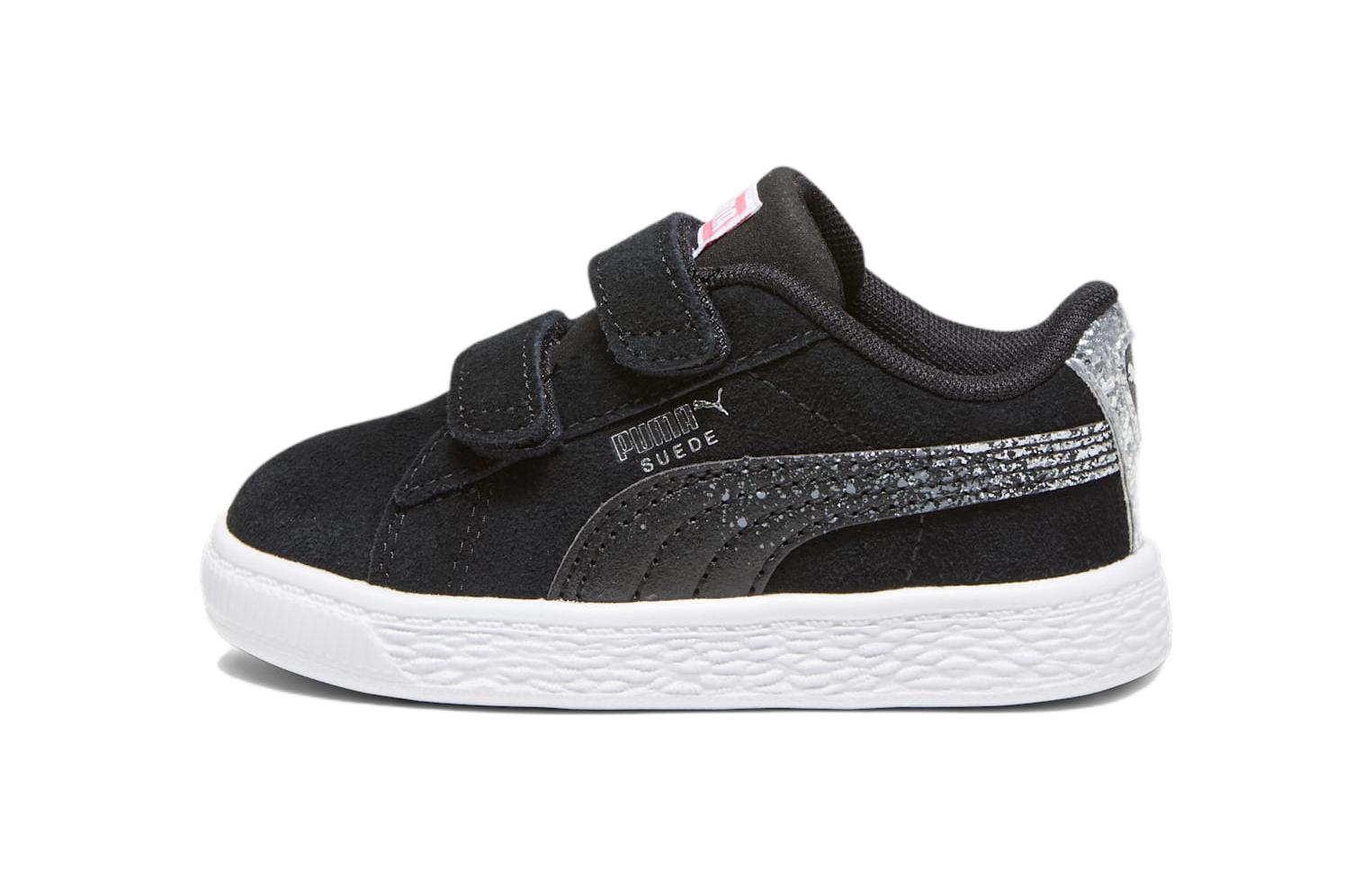 PUMA Suede Comfortable Abrasion Resistant Breathable Low top Kids Skateboarding Shoes Black White 392541-02 35