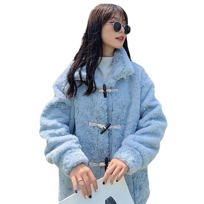 Imitation Fur New Light Fashion Integrated Medium and Long Coat Imitation Rex Rabbit Wool Lamb Wool Coat Women