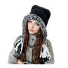 Women Hat Bear Ear Design Thickened Plush Ear Protection Hat Skiing Camping Travel Autumn Winter Headwear