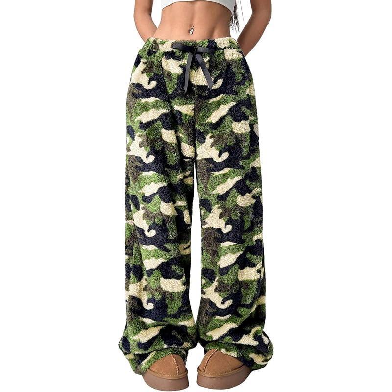 

Autumn Winter Thickened Drawstring Plush Pajama Pants - Loose Fit, Straight Leg XL