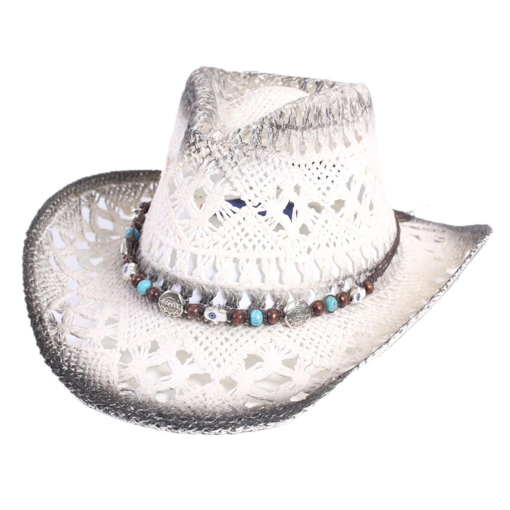 Beliebter europäischer und amerikanischer klassischer hohler westlicher Cowboyhut Herren- und Damen-Mode Urlaubs-atmungsaktiver Sonnenschutz-Strohhut