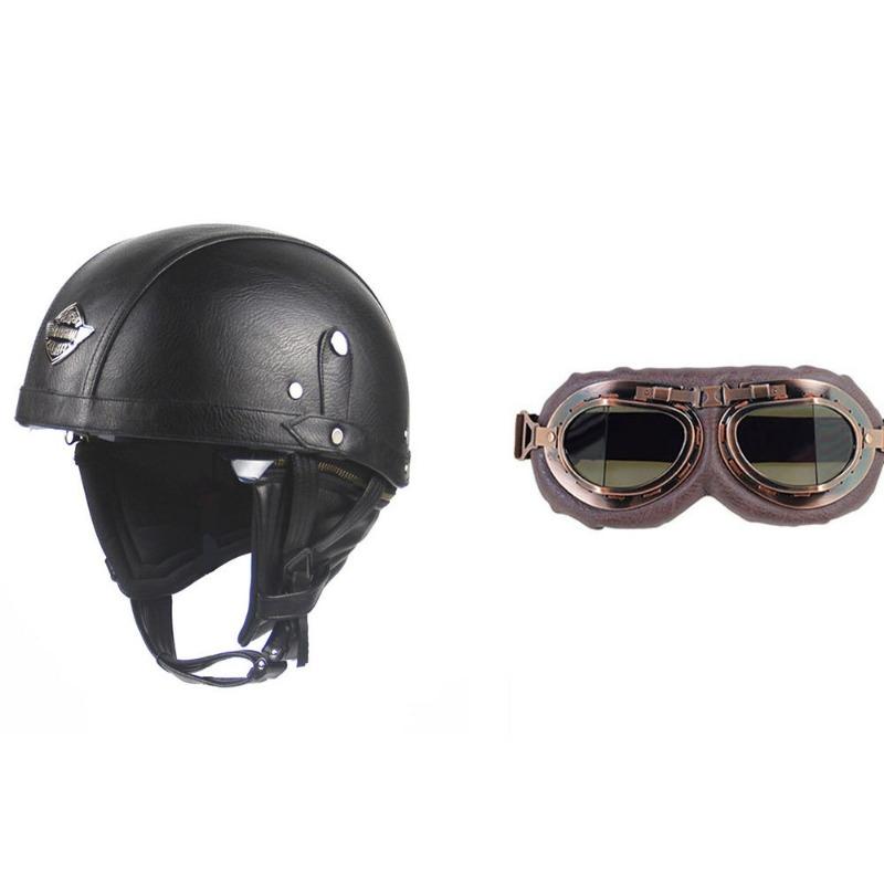 Vintage Personality Helmet Lens Standard Motorcycle Half Helmet Scooter Cruise Leather Helmet Prince Helmet