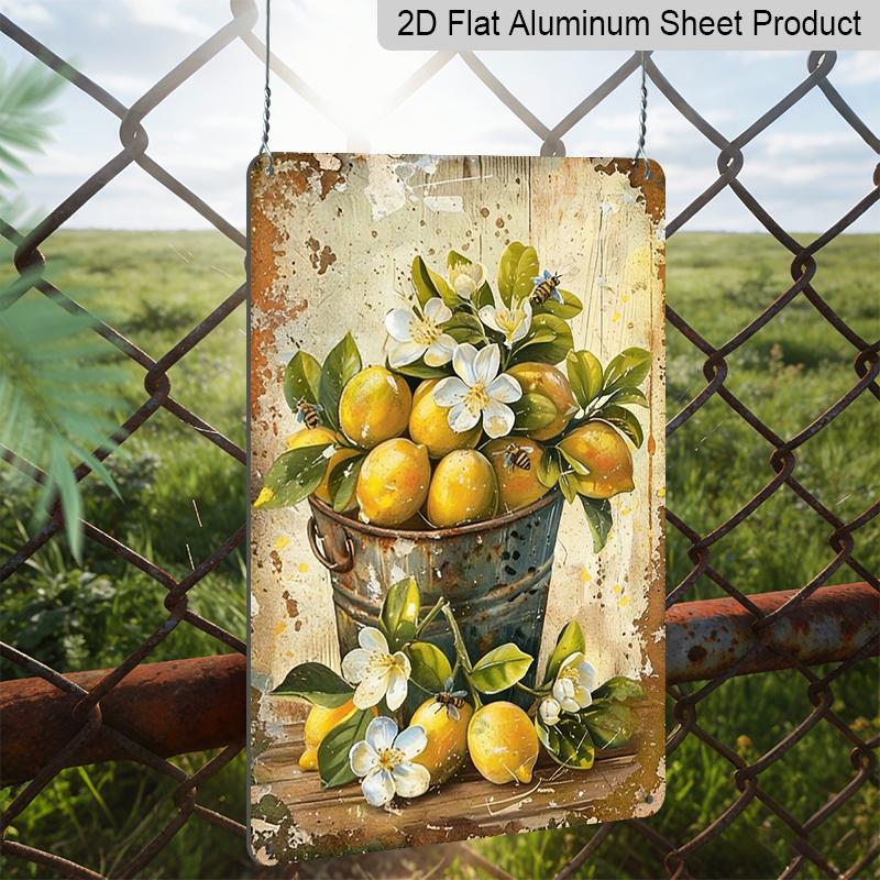 2D Flat 1pc Like A Yellow Lemon Branch Made of Metal Aluminium, Ideal for Decorating Living Rooms, Bedrooms, Kitchens, Offices, and Cafes. It Makes A