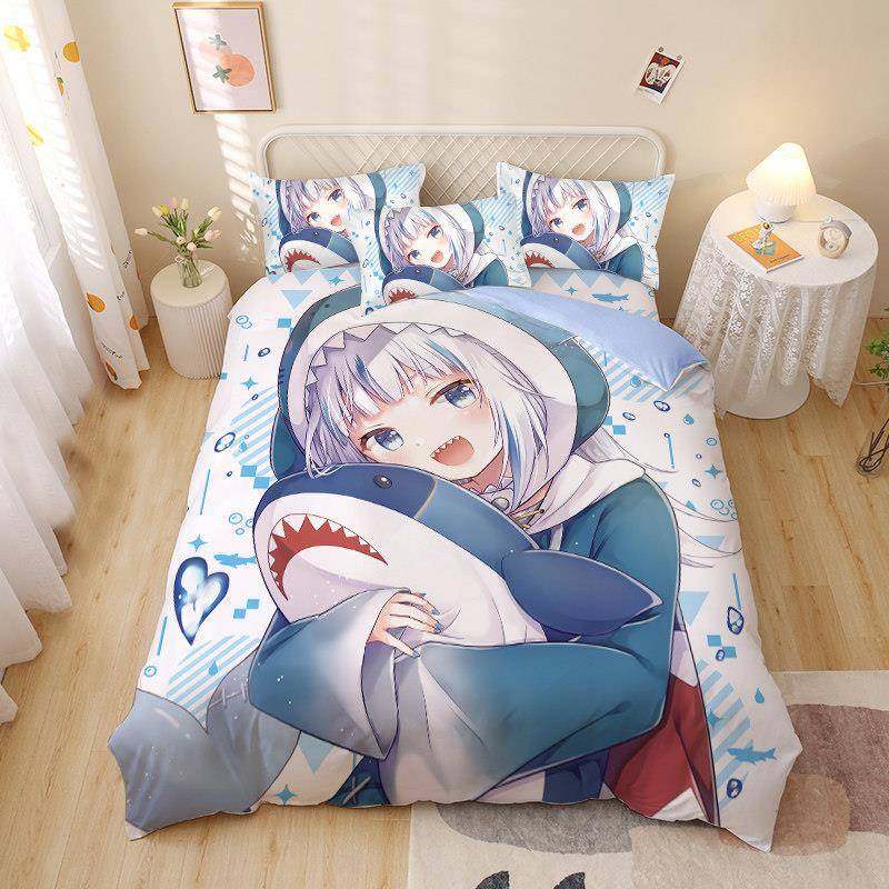 

Customized G-Gawr Gura Duvet Cover Set 3d 3Pcs Print Anime Cartoon Pattern Bedding Set Single/twin Size Dormitory Bedroom Decor (135x200cm)