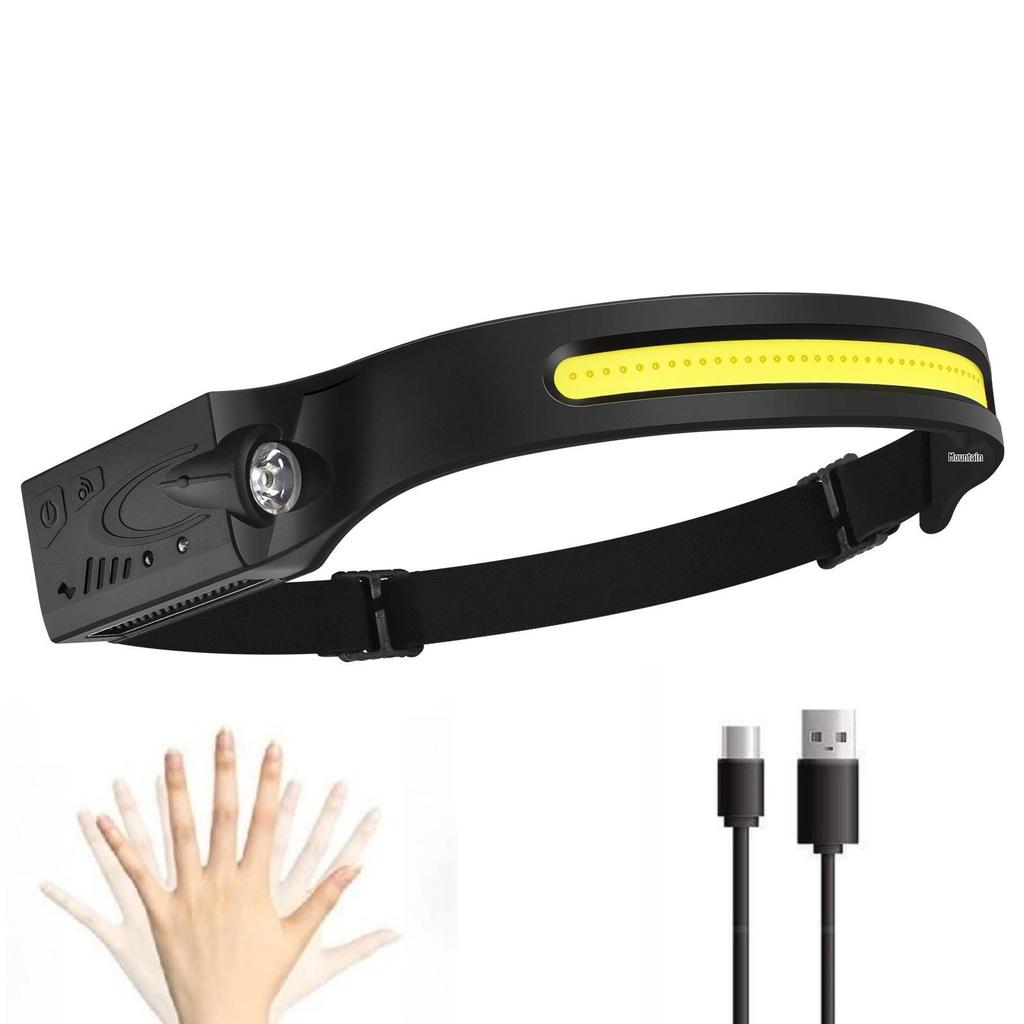 USB Rechargeable LED Headlamp for Cycling & Night Running - High-Intensity, Cross-Border Wave-Sensing