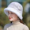 Mink fur straw hat children's autumn and winter hat fisherman hat fashion warm basin hat new woven elegant hat
