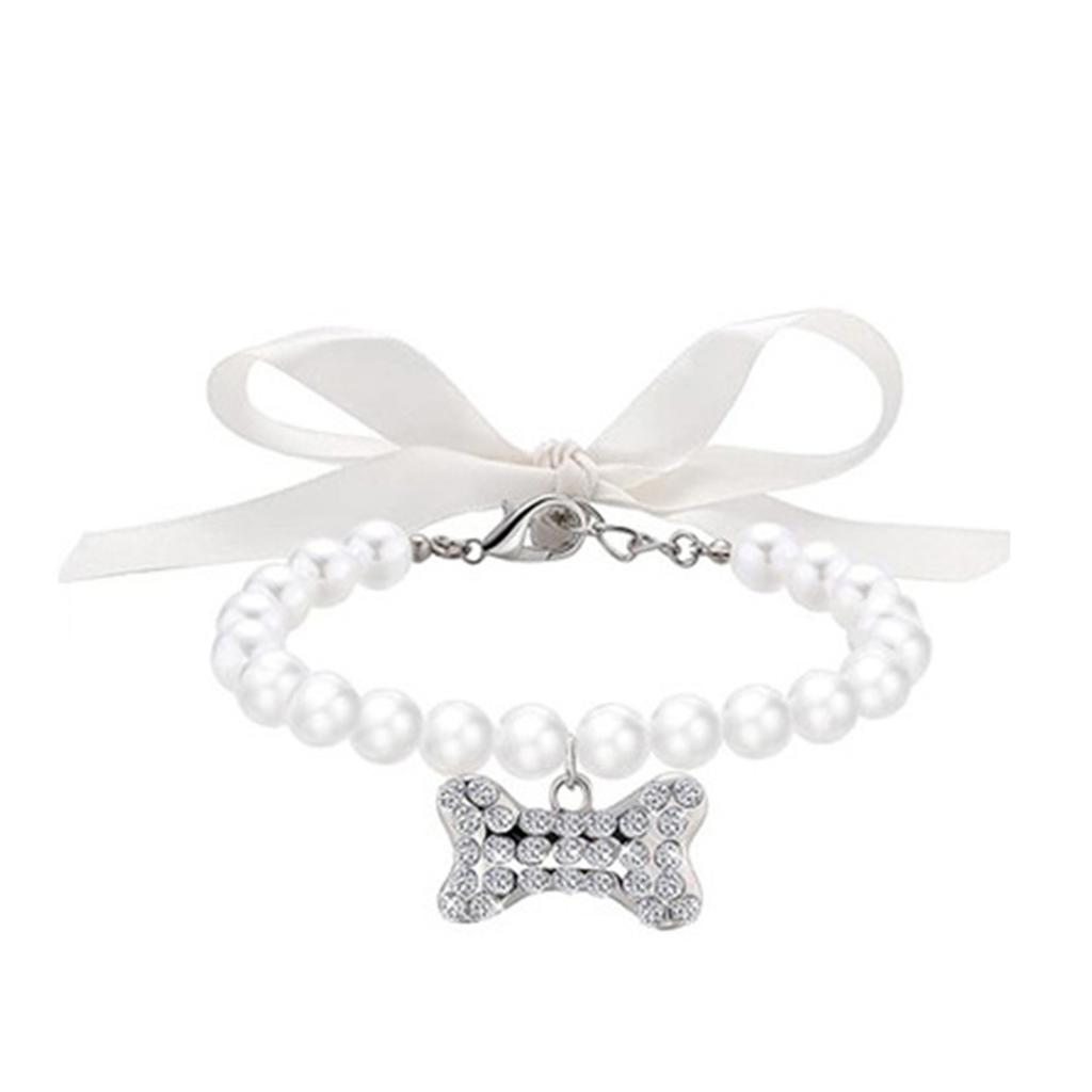 Imitation Pearl Cute Dog Necklace Pet Collar Accessories Jewelry Neck Chain For Small Dogs Large Dog Cats