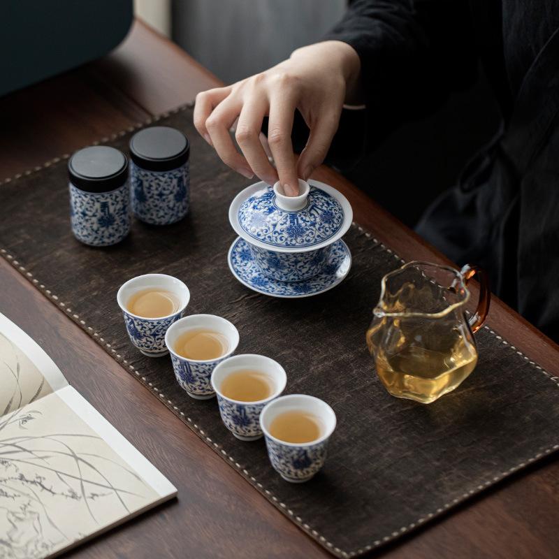 Dehua Blue & White Gongfu Tea Set – Ideal for Festivals, Housewarming, Corporate Events, Annual Meetings, and Customized Souvenirs
