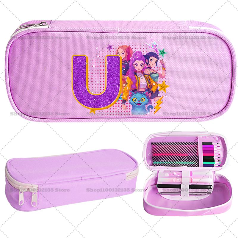 Kpop Demon Hunter Children Pencil Box Cartoon letter Student School Supplies Stationery Kids Penbag Pencilcase Kawaii Boys Gift