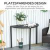 Balkontisch, Gartentisch, Gartenmöbel, Halbrund, Polyrattan, Metall, Schwarz, 100 x 50 x 74 cm