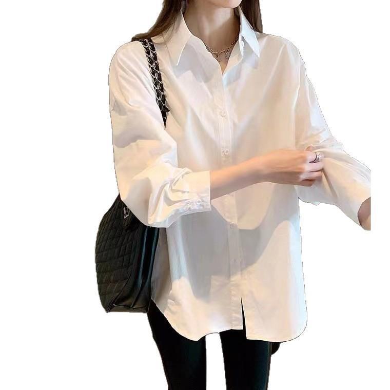 Stylish Women's Pure Cotton White Shirt for Spring/Autumn
