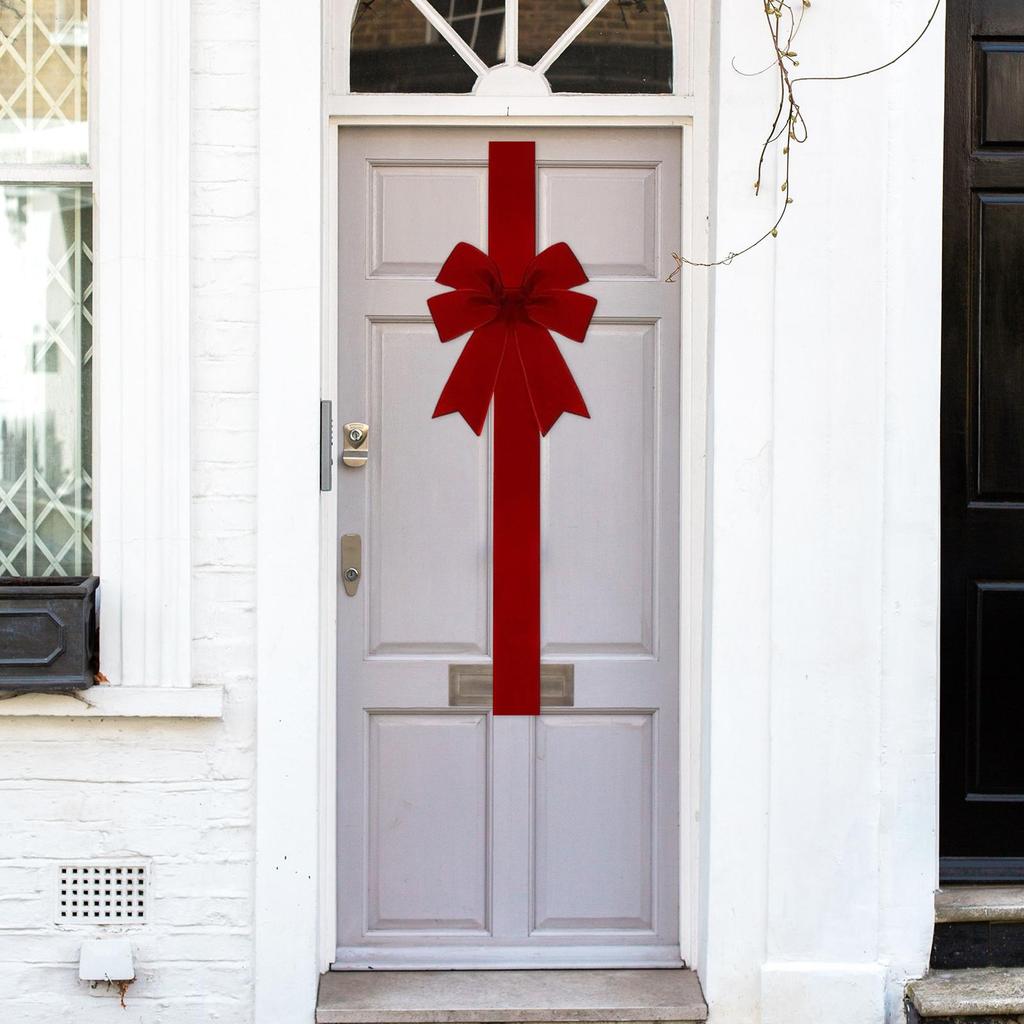 Christmas Cabinet Bow Festive Ribbon Prop Door Bow Festival Decoration for Housewarming Fireplace Celebration Window Stage