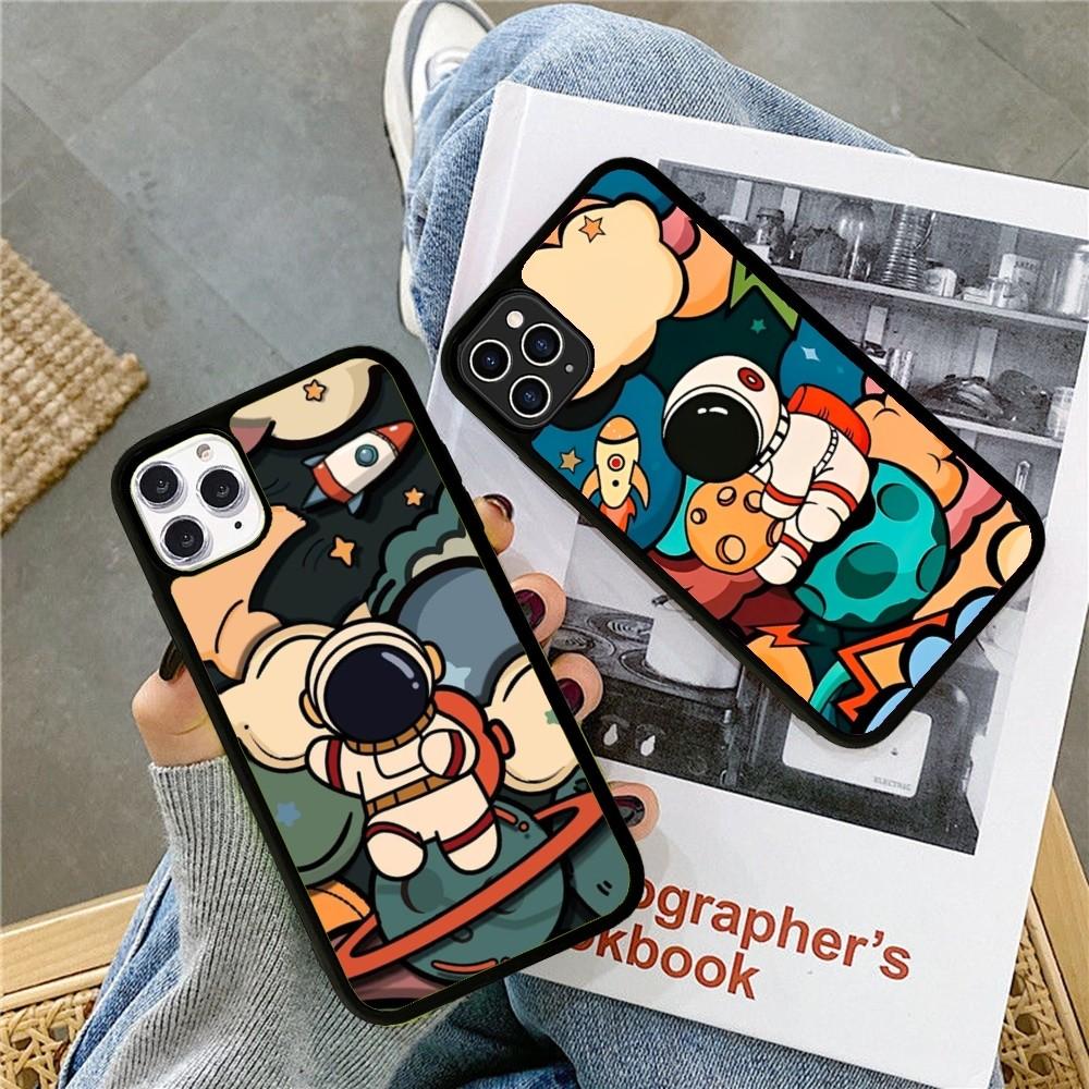 Cartoon Astronaut Handyhülle Silikon PC+TPU Für Für iPhone 11 12 13 14 15 16 Plus Pro Max Hülle