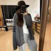 College Style Lazy Style Loose and Thin Striped Knitted Cardigan Women's Autumn and Winter V-neck Thickened Sweater Jacket Women