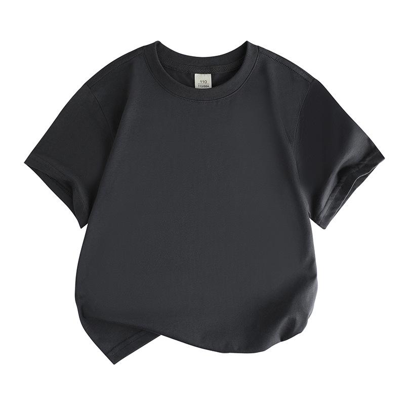 2025 New Kids' Solid Color Cotton Korean Style Loose Round Neck Sweat-Absorbent DIY Summer Short Sleeve T-Shirt