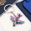 Aircraft Keychain Alloy Mini Plane Model Electroplated Key Ring with Chain Buckle for Travel Aviation Souvenir