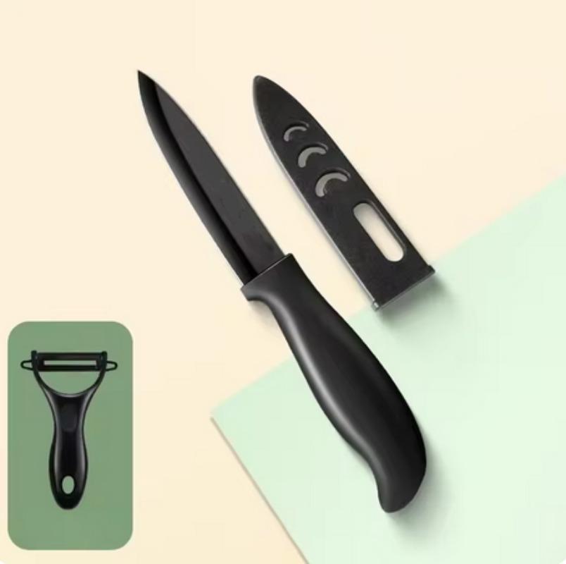 

Керамический нож для фруктов, кухонный, с черным лезвием, поварской нож с ножнами, универсальный инструмент для нарезки овощей, нержавеющий, из циркония