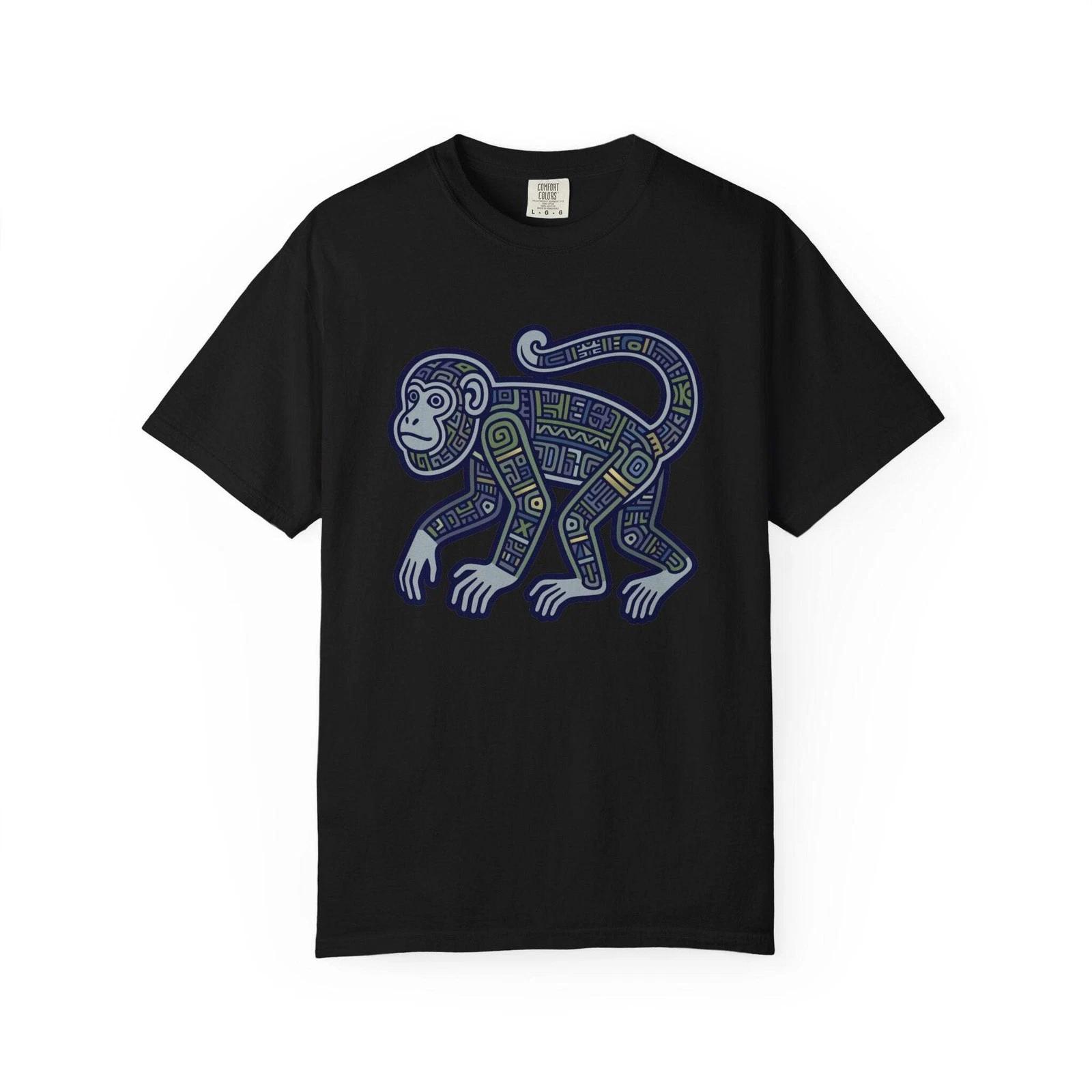 Mayan Monkey T-Shirt | Tribal Geometric Symbol Ancient Art Unisex Tee Shirt XS