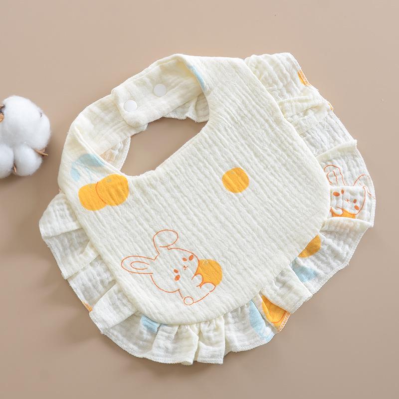 Korean Style Baby Bib: 6-Layer Pure Cotton Gauze with Lace, Cute, Soft & Absorbent