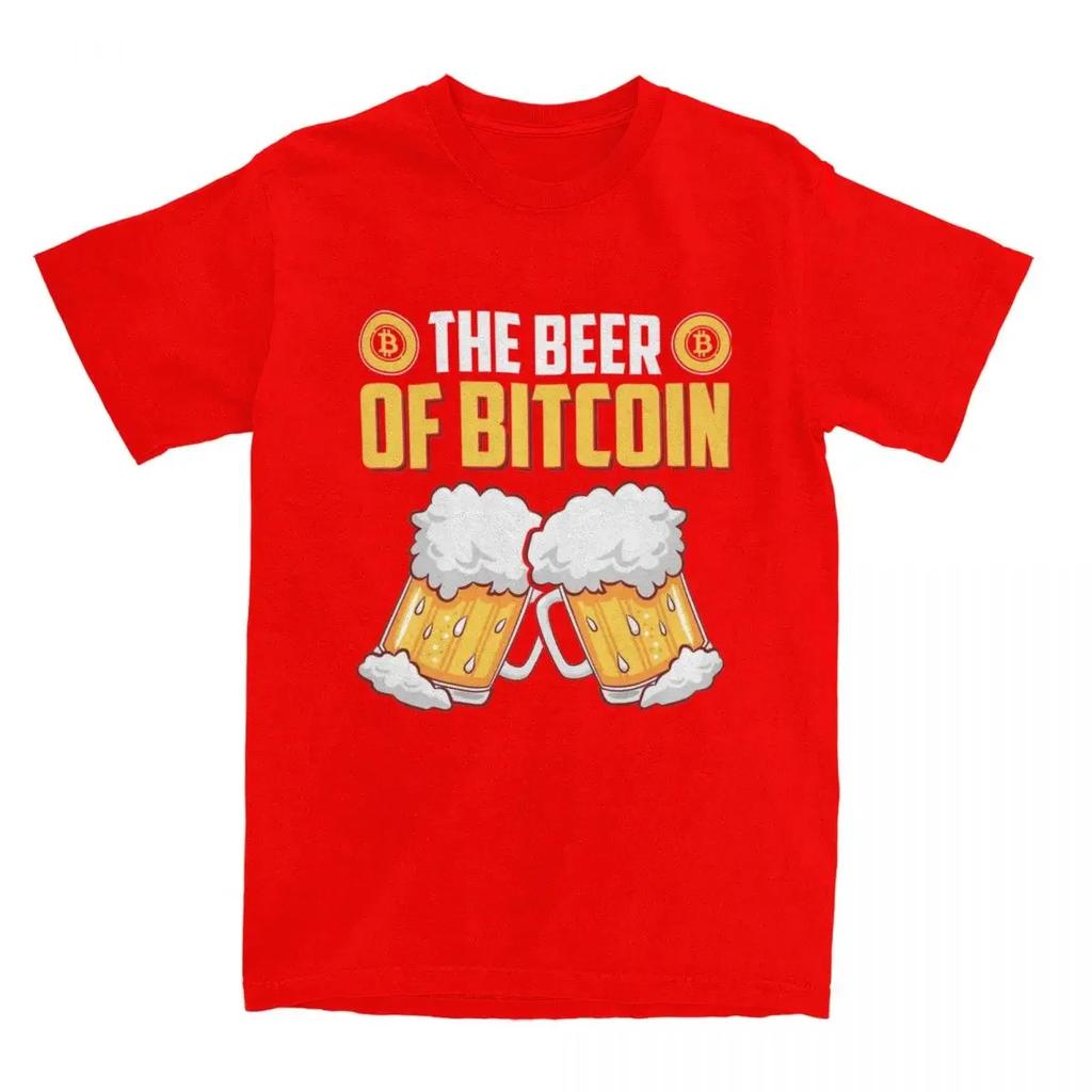 Awesome The Beer Of Bitcoin T-Shirts Men Round Neck  T Shirt Cryptocurrency BTC Crypto Short Sleeve Tee Shirt Clothing