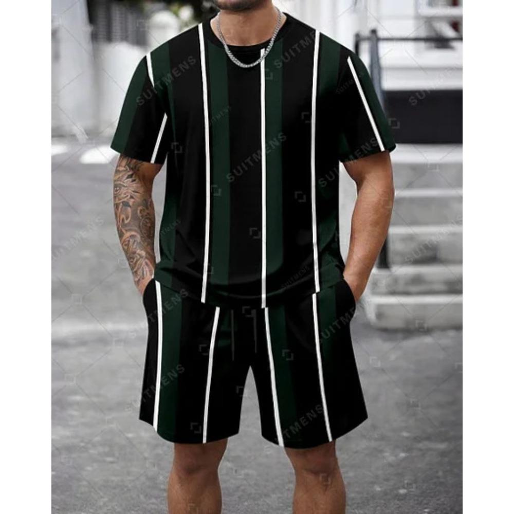Men's Summer Comfortable Fashionable Colorful Pattern 3D Printed 2-piece Set Leisure Sports Style Loose Oversized Breathable Sports Wear