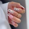 Matte White French Floral Nails - Playful & Elegant, 24 Pieces Boxed