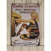 Vintage Lucky Lugnuts Full Service Garage Tin Metal Sign  24Hour Towing Free Estimates Retro Pinup Girl Design with Classic