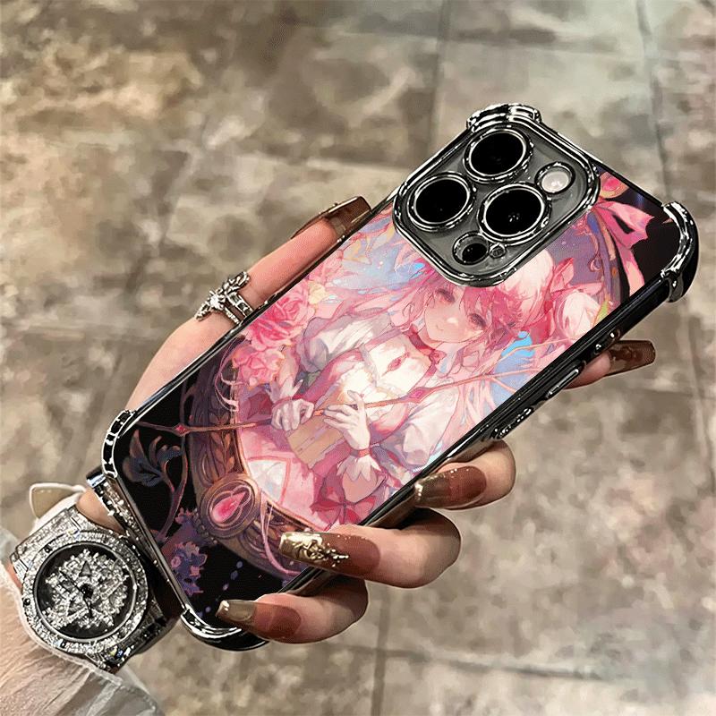 Madoka Magica Anime Weiche Handyhülle Für iPhone 15 16 17 Air 14 Pro Max 16E Plus 13 12 Mini Galvanisiert Anti-Fall Fundas
