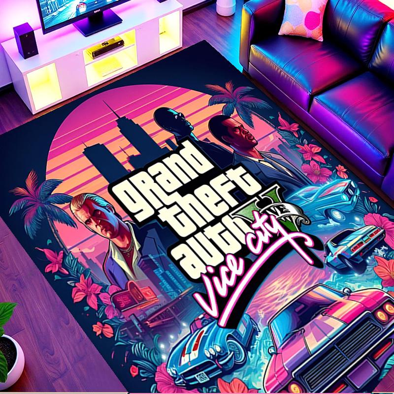 Grand Theft Auto VI Print Rug, Washable Floor Carpet, For Entryway Dorm Laundry Room Office Study, Home Decor Birthday Christmas Gift