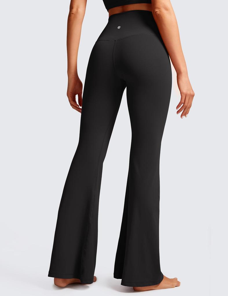 CRZ YOGA Flared Yoga Soft and Plus Size S Leggings, V-Waist, Stretch, Fitness, Size, 31"/78cm Inseam, Butterluxe, Black,