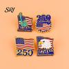 Fashion Brooch Liberty 250th Anniversary Commemorative Pin, American Flag Patriotic Lapel Brooch Artistic Accessory Metal 250 Years Semiquincentennial