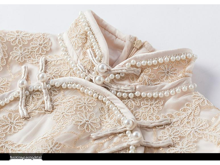 TAOYIZHUAI Damen Retro Spitzenstickerei Cheongsam Kleid - Frühling/Herbst Übergrößen Kollektion