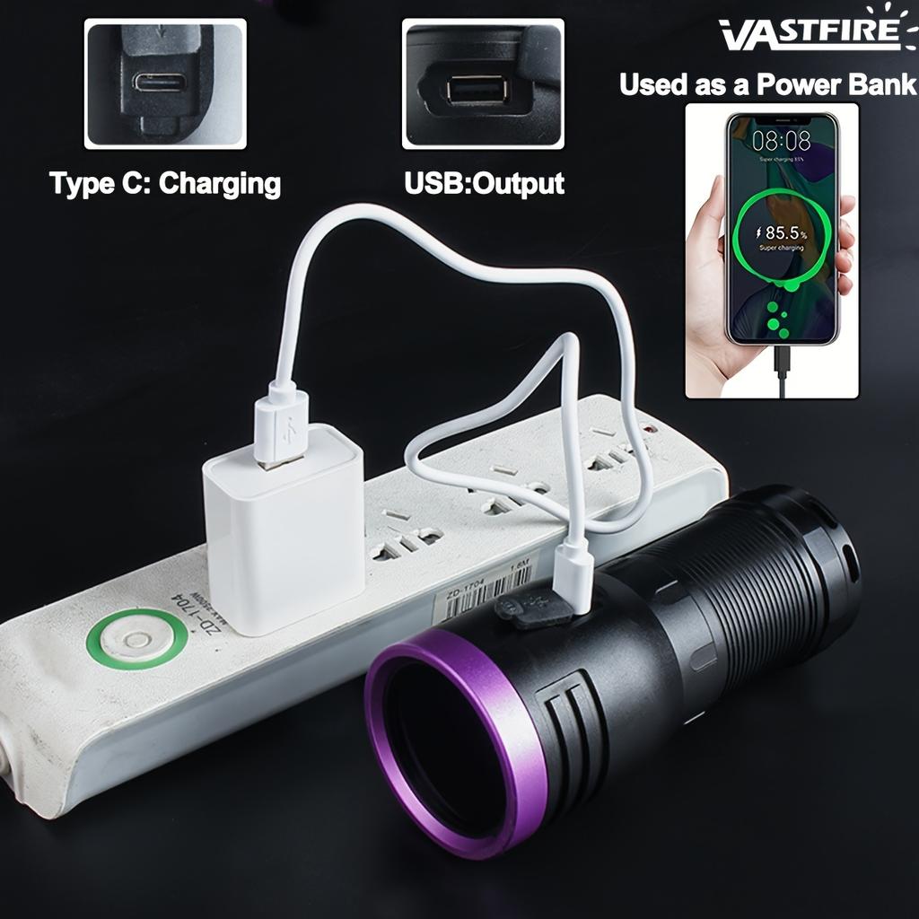 120W 6x365nm UV Powerful Ultraviolet Flashlight USB Rechargeable Blacklight Torch Curing Money Ore Scorpion Fluorescent Detector