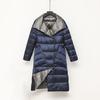 Autumn Winter Lightweight Oversized Collar Down Jacket for Women Mid-Length Over-the-Knee Reversible Outerwear
