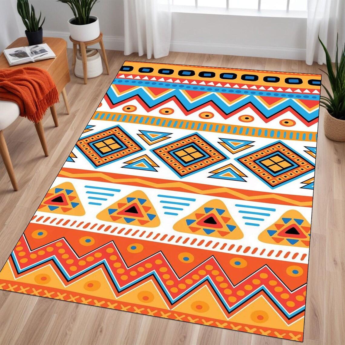 1pc Southwestern Rug, Aztec Tribal Area Rug, Geometric Native American Design Western Rug Washable Boho Rug Ethnic Area Carpet 50cm x 80cm