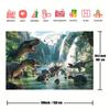 Prähistorische Dinosaurierfamilie Kulisse Dschungel-Wasserfall-Szene Hintergrundtuch für Kindergeburtstagsparty