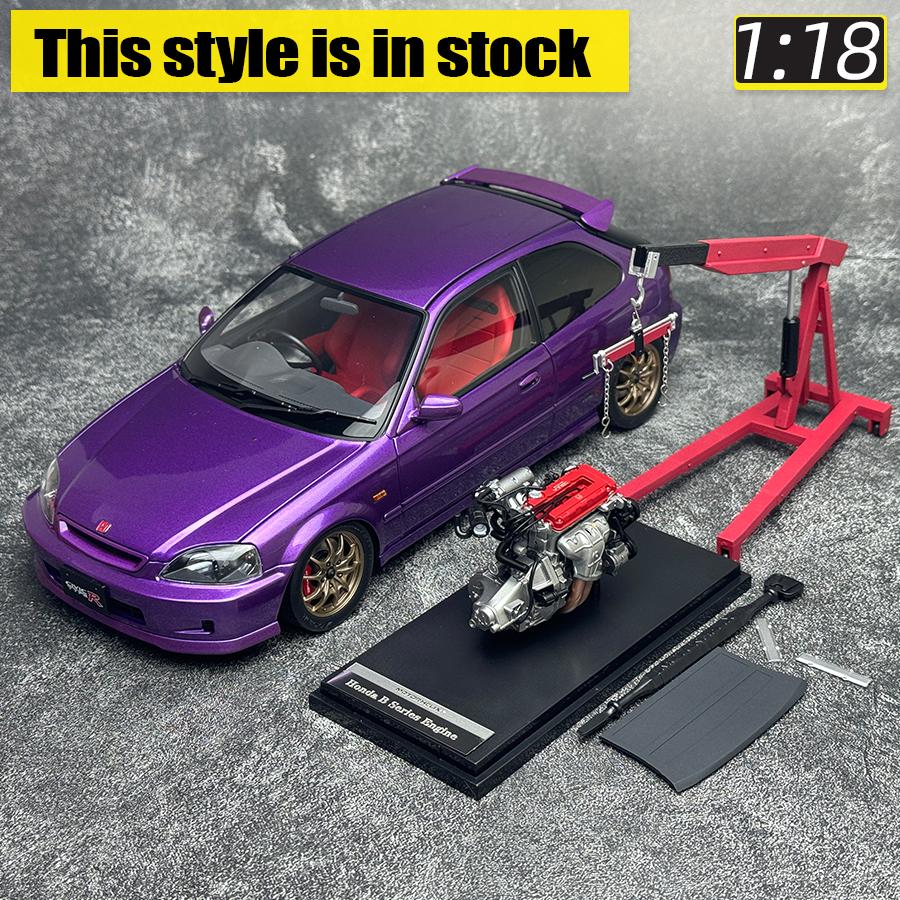 Motorhelix MH 1:18 FOR Honda Civic TypeR EK9 Car model Sports Static model Birthday present фиолетовый