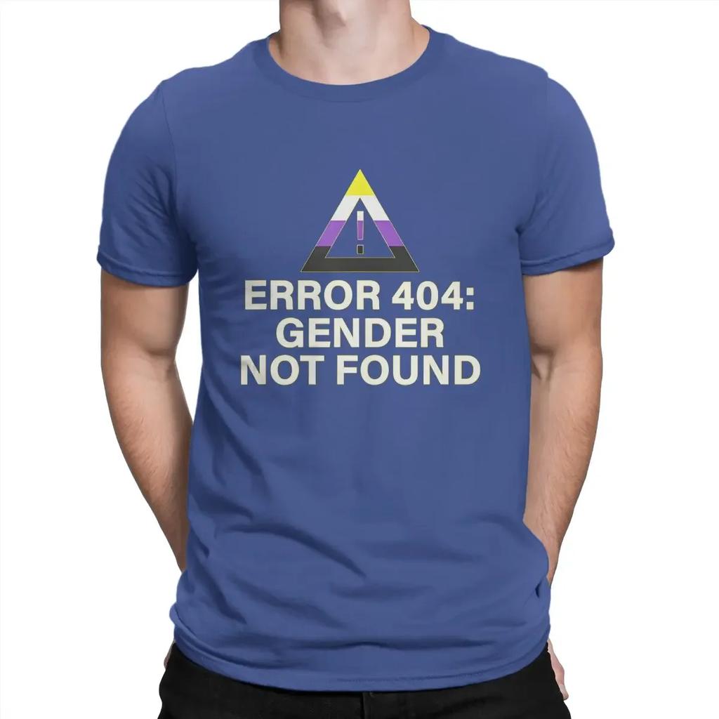 Gender Not Found Agender Non Binary Pride Awesome Cotton Tee Shirt Unisex TShirt Short Sleeve Error T Shirts Crewneck Clothes