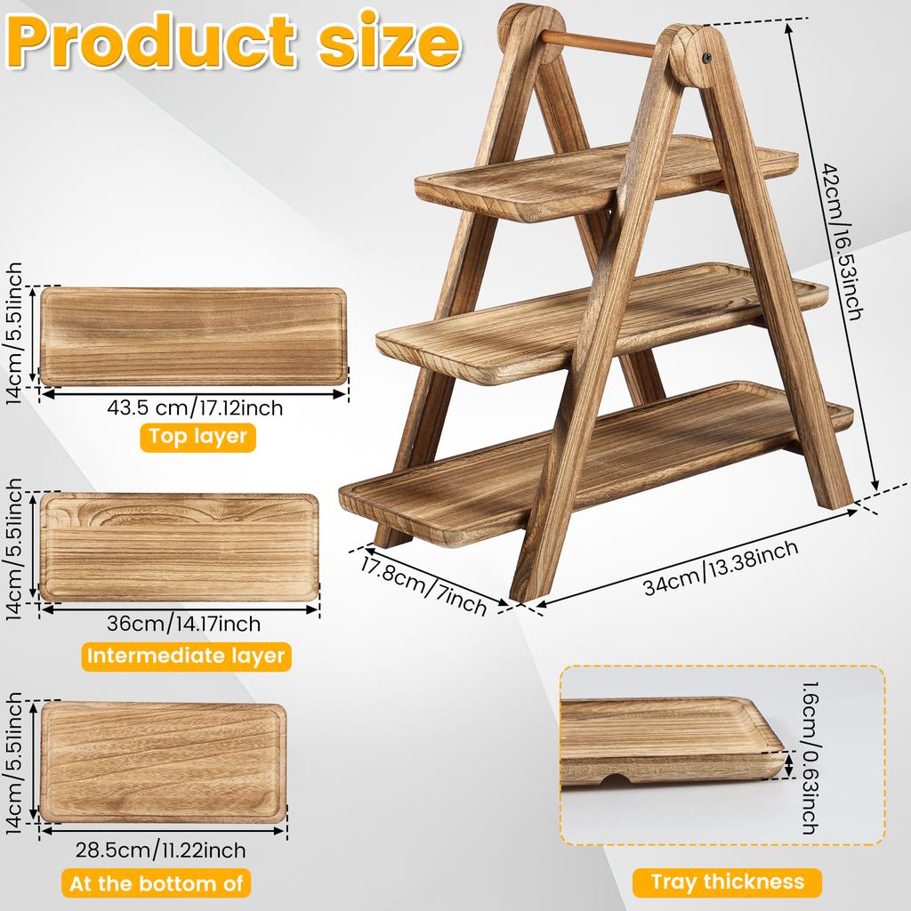 3 Layer Food Storage Tray Wooden Multifunctional Display Rack Cupcake Layered Tray Store Shelf Non Deformable for Display Dishes